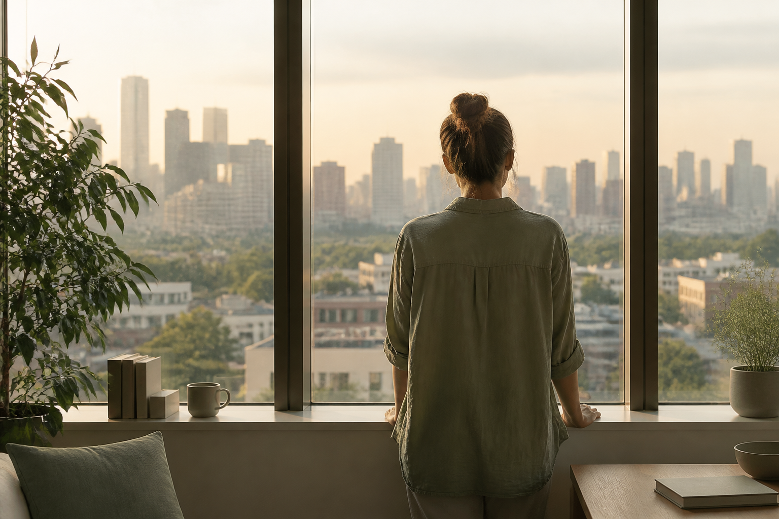 A quiet view through a window at soft morning light - space to think about what comes next